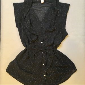 Navy Polka Dot Blouse
